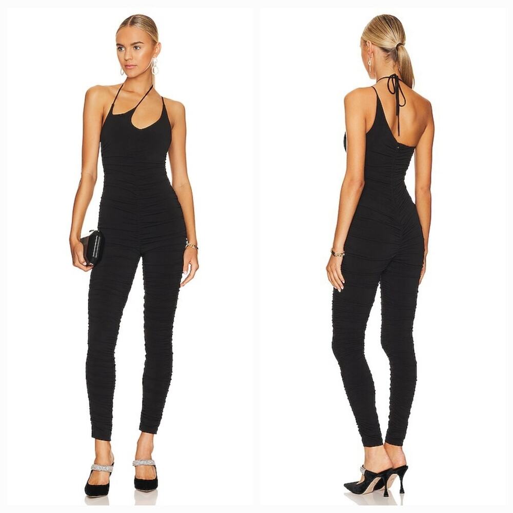 Superdown Bethany Ruched Jumpsuit in Black Small